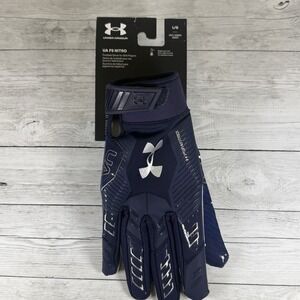 Under Armour F9 Nitro Football Gloves Men's Size L Navy Blue Sticky Grip